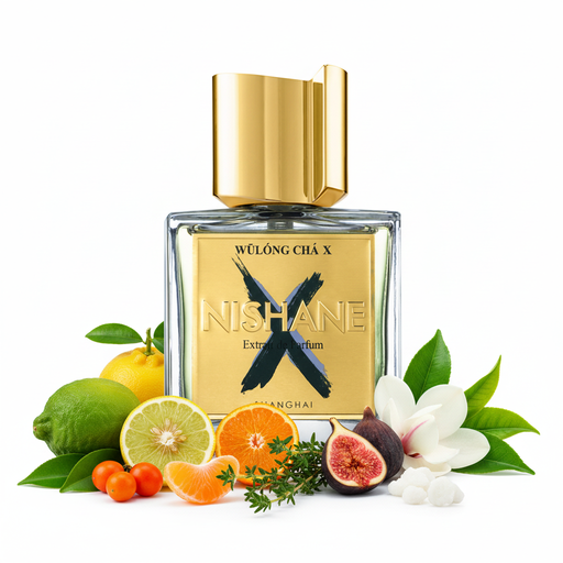 Perfume con notas de bergamota, yuzu, litsea cubeba, mandarina, té verde, magnolia, tomillo, almizcle e higo