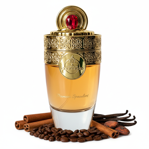 Perfume con notas de café fresco, canela, vainilla, cacao y almizcle
