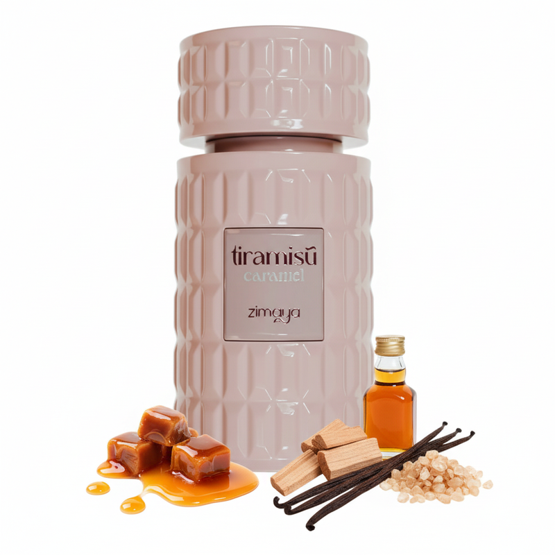 Perfume con notas de caramelo, miel, madera, cumarina, extracto de vainilla, acorde de whisky y almizcle
