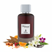 Perfume con notas de caramelo, tabaco, frutos rojos, naranja amarga, nardo, azucena, orquídea, aceite de monoi, vainilla y pachulí