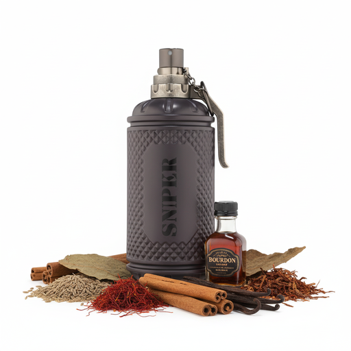 Perfume con notas de comino, azafrán, whisky bourbon, canela, vainilla y tabaco