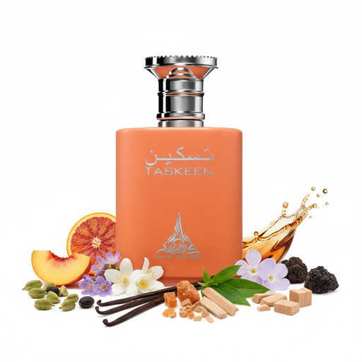 Perfume con notas de durazno, naranja sanguina, cardamomo, jazmín, davana, heliotropo, coñac, vainilla, benjuí, pachulí, sándalo, haba tonka, madera de cachemira y ládano
