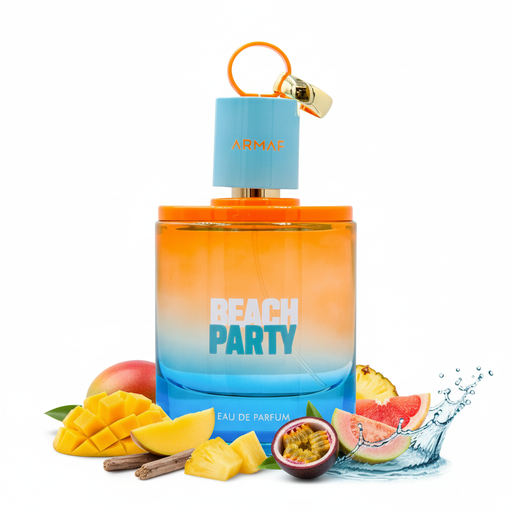 Perfume con notas de frutas tropicales, toronja, agua de mar, guayaba, almizcle y notas amaderadas