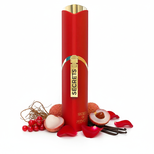 Perfume con notas de grosellas rojas, litchi, rosa, vetiver y vainilla