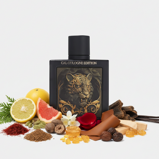 Perfume con notas de hojas de ciprés, azafrán, cardamomo, bergamota, pomelo, té rooibos, rosa, nuez moscada, jazmín, oud, cedro, cuero, sándalo, ámbar, haba tonka, vainilla y almizcle