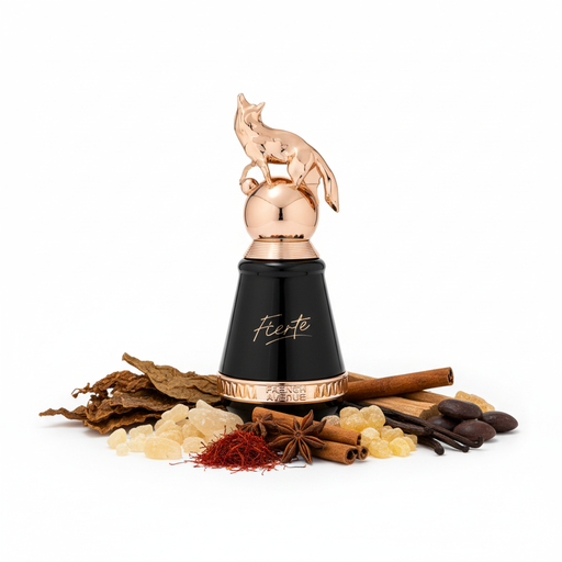 Perfume con notas de incienso, tabaco, azafrán, especias, elemí, cedro, vainilla, benjuí y haba tonka