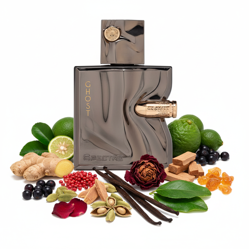 Perfume con notas de jengibre, bergamota, pimienta rosa, cítricos verdes, grosella negra, cardamomo, rosa turca, vainilla, sándalo, benjuí, cedro, pachulí, ámbar y almizcle