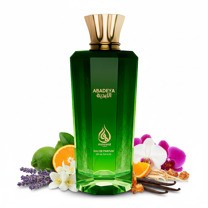 Perfume con notas de lavanda, bergamota, mandarina, jazmín, orquídea, naranja, vainilla, vetiver y ámbar