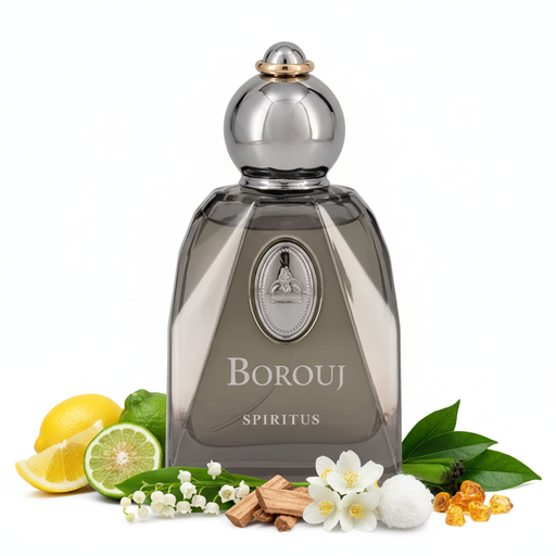 Perfume con notas de limón, bergamota, lirio de los valles, notas amaderadas, jazmín, almizcle, pachulí y ámbar