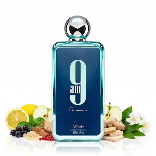 Perfume con notas de limón, menta, grosellas negras, pimienta rosa, manzana, incienso, cedro, jengibre, sándalo, pachulí y jazmín