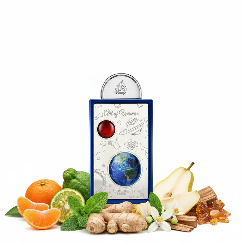 Perfume con notas de mandarina, bergamota, jengibre, menta, pera, flor de azahar, almizcle, ámbar y cedro