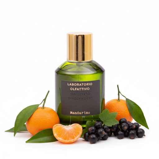 Perfume con notas de mandarina, grosellas negras y almizcle blanco