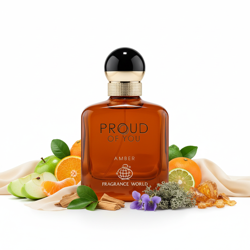 Perfume con notas de manzana verde, mandarina, naranja, bergamota, petitgrain, cachemira, cedro, violeta, musgo de roble, madera de ámbar y almizcle