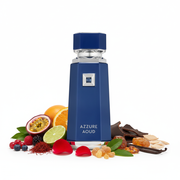 Perfume con notas de maracuyá, acordes frutales, azafrán, rosa, oud, benjuí, pachulí, cuero, madera de guayaco, ámbar, vainilla, ládano, cedro y sándalo