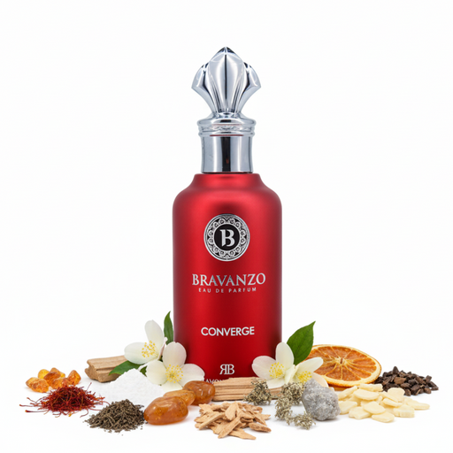 Perfume con notas de ámbar, azafrán, jazmín, azúcar glasé, jazmín, cedro, ámbar mineral, madera blanca, naranja, musgo de cedro, ámbar gris, musgo almizclado, madera seca y madera de cachemira