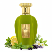 Perfume con notas de menta, limón, albahaca, tomillo, grosella negra, lavanda, romero, jazmín, verbena de limón y almizcle