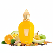 Perfume con notas de naranja brasileña, limón siciliano, bergamota de Calabria, jengibre, melón, pera, manzana verde, canela, cardamomo guatemalteco, clavo de olor, vainilla de Madagascar, almizcle blanco, ámbar y notas amaderadas
