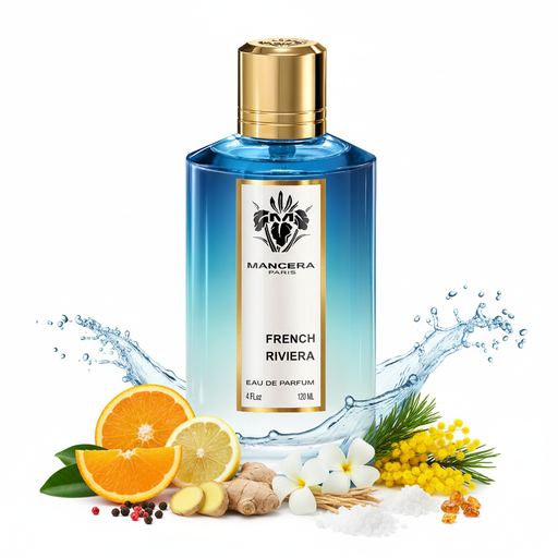 Perfume con notas de naranja, limón, mandarina, jengibre, pimienta, notas marinas, flor de tiaré, pino, mimosa, vetiver, sal de mar, almizcle blanco y ámbar