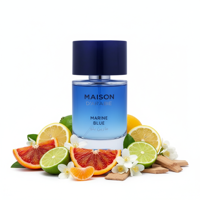 Perfume con notas de naranja sanguina, limón, mandarina, bergamota, lima, flor de tiaré, jazmín, almizcle, notas polvorientas y sándalo