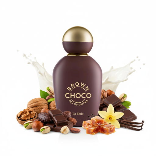 Perfume con notas de nuez, cacao, avellana, pistacho, chocolate, leche, vainilla y caramelo