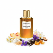 Perfume con notas de osmanto, durazno blanco, crema batida, azúcar moreno, nardo de la India, violeta, jazmín egipcio, vainilla de Madagascar, almizcle blanco, ámbar y notas amaderadas