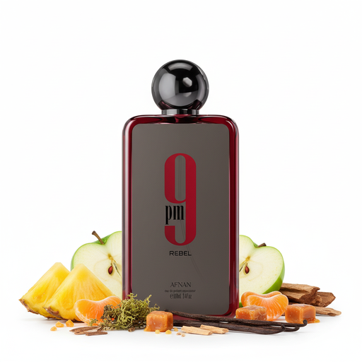 Perfume con notas de piña, manzana Granny Smith, mandarina, musgo de roble, cedro, vainilla, madera seca, ámbar gris, caramelo y almizcle