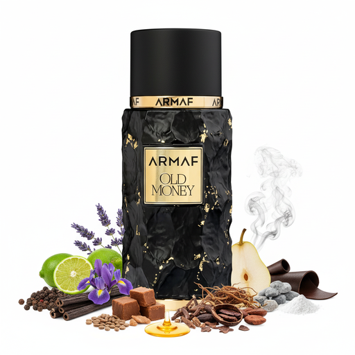 Perfume con notas de pimienta negra, bergamota, lavanda, regaliz negro, iris de la Toscana, almizcle ambreta, praliné, café, néctar, pera, cedro, vetiver, humo, raíces, cacao, almizcle, piel, notas minerales y notas atalcadas