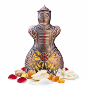 Perfume con notas de rosa, jengibre, pera, ambroxan, flor de azahar, ámbar y almizcle