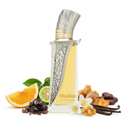 Perfume con notas de toronja, bergamota, aldehídos, ládano, mirra, jazmín, vainilla, ámbar y haba tonka