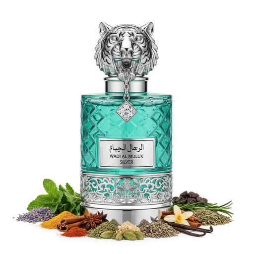 Perfume con notas frescas especiadas, cálidas especiadas, especiadas suaves, aromáticas y almizcladas