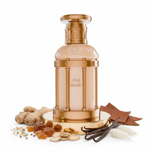 Perfume con notas ozónicas, jengibre, ambreta, mirra, benzuí, orris, musk, vainilla y cuero