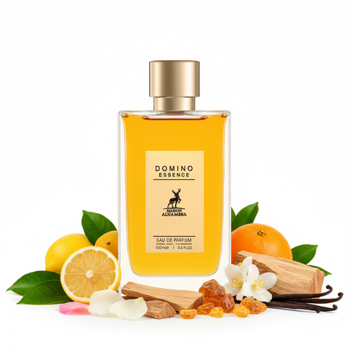 Perfume con notas verdes, frutas, cítricos, notas amaderadas, notas florales, ámbar, vainilla y almizcle