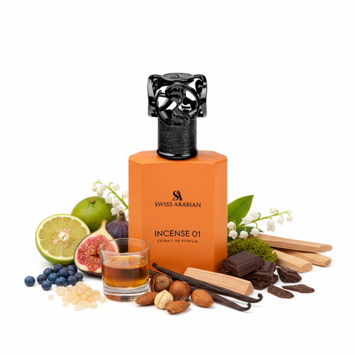 Perfume Incense 01 con botella grande ocupando 70-80% del espacio