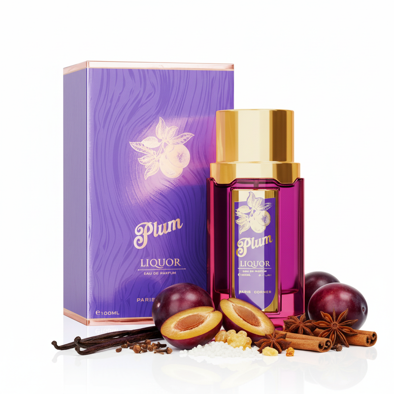 Plum Liquor Paris Corner cu cutie și ingrediente