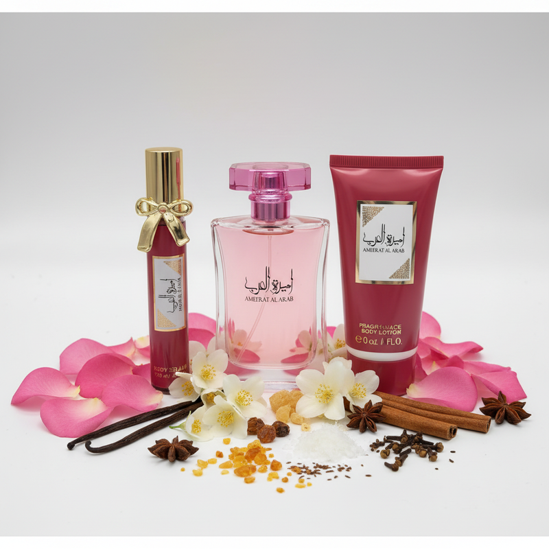 Productos Ameerat Al Arab con ingredientes naturales