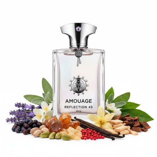 Reflection 45 Amouage bottle with ingredients concentrated at base