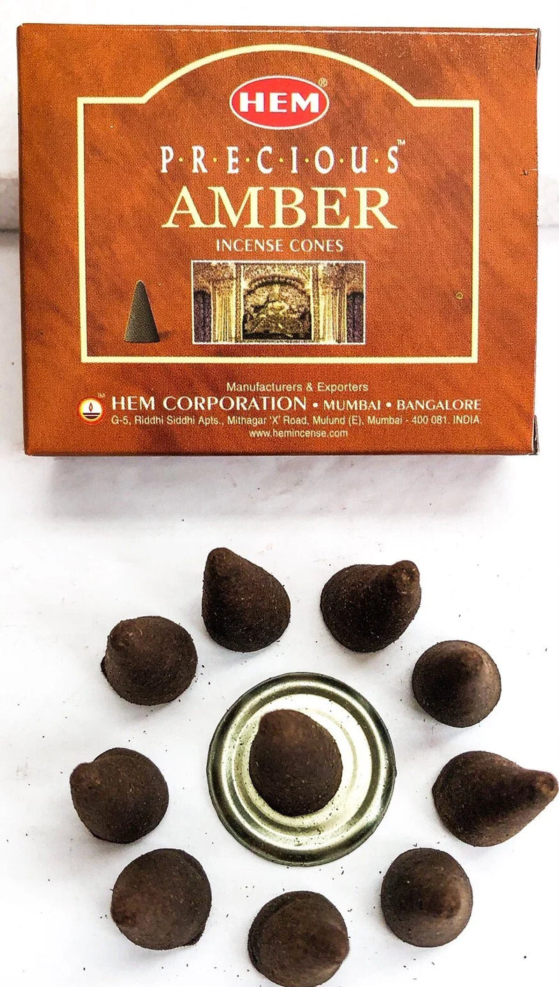 Precious Amber Conos de Incienso HEM 25gr (10 conos)