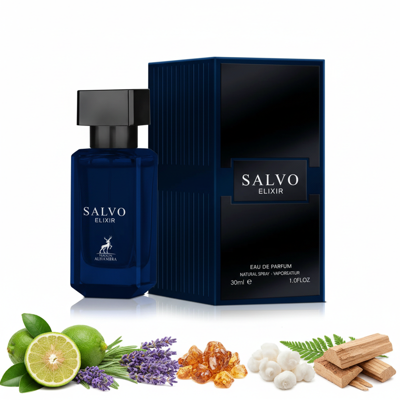 Salvo Elixir Maison Al Hambra cu cutie și ingrediente