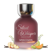 Silent Whisper de Mykonos sobre fondo blanco con sus notas olfativas