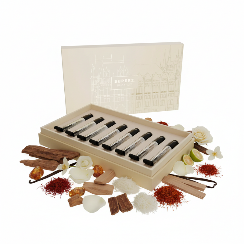 Super Z set de mostre cu fundal alb și ingrediente în jurul bazei